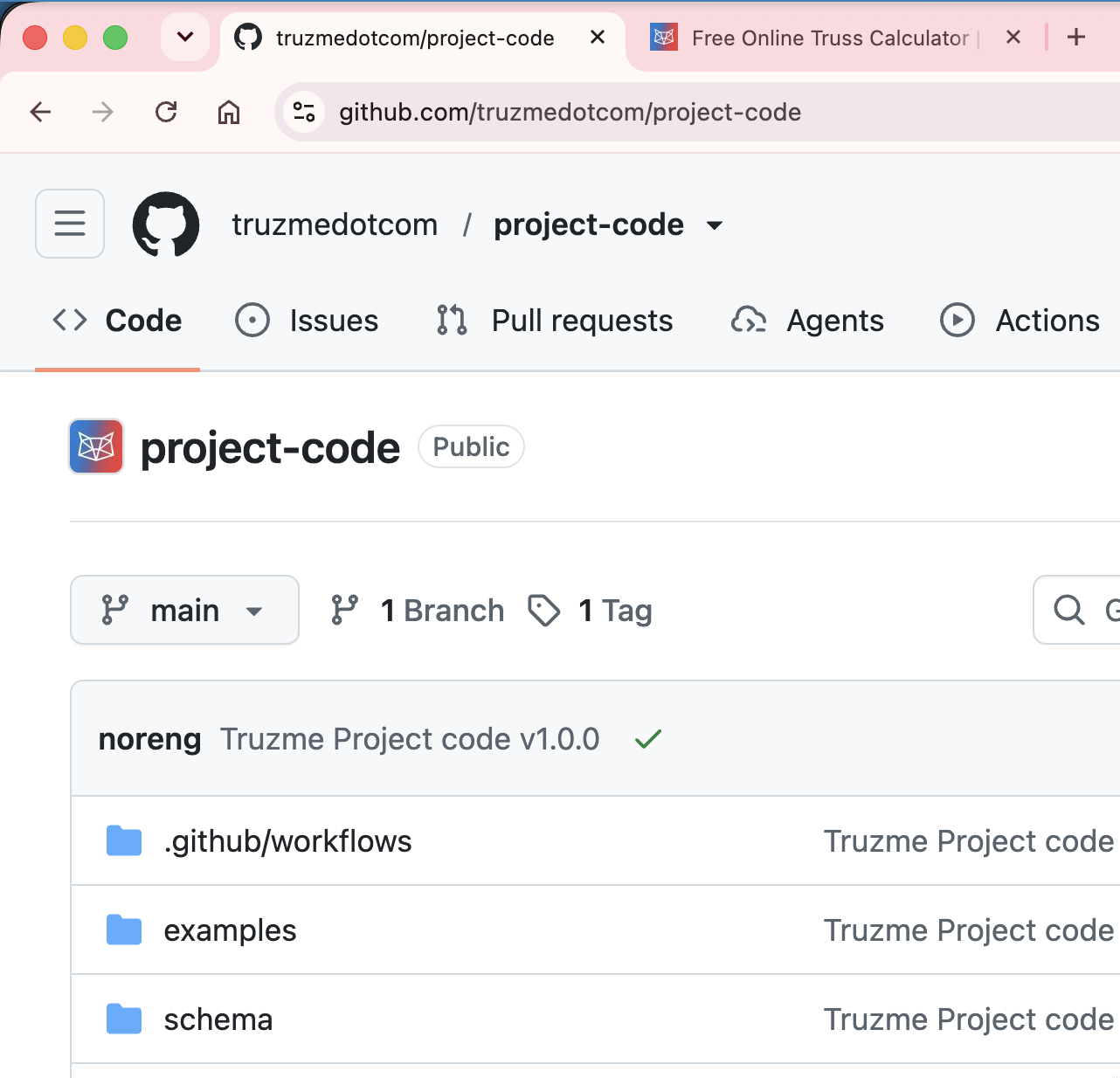 The truzmedotcom/project-code repo on GitHub